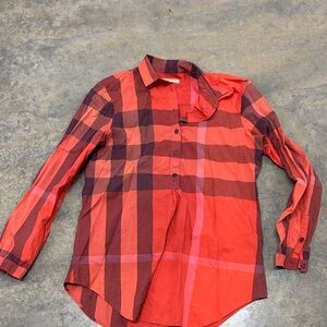 Burberry Red and Black Plaid Button-Down Shirt